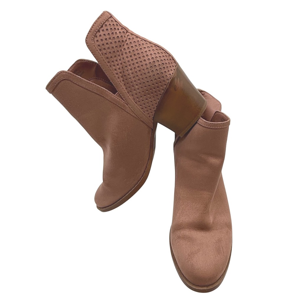 LOFT Outlet Women's Pink‎ Suede Cutout Ankle Boots Block Heel Size 8M